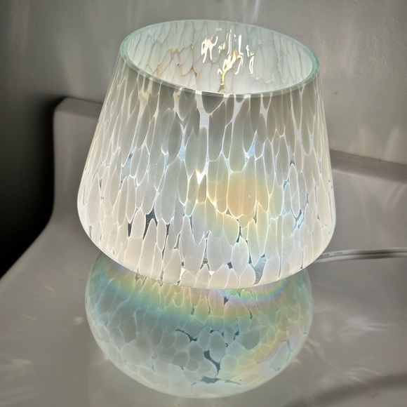 Glass Mushroom Lamp, Bedside Table Lamp, Retro Lamp, Vintage Lamp, Iridescent - Picture 5 of 8
